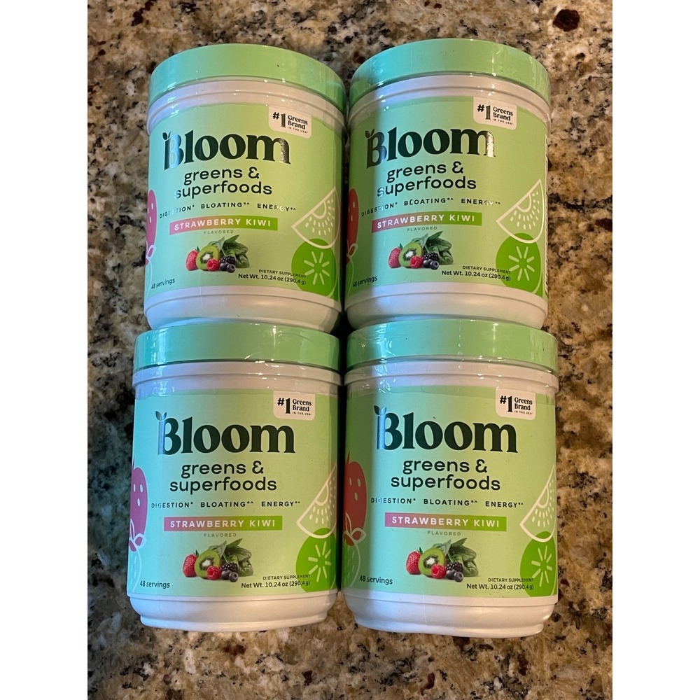 4 pack Bloom Nutrition Greens & Powder Strawberry Kiwi 12/26 Free Shipping!